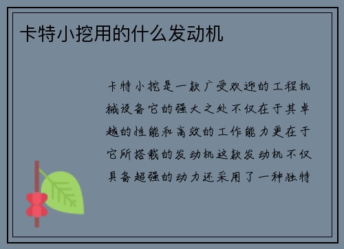 卡特小挖用的什么发动机